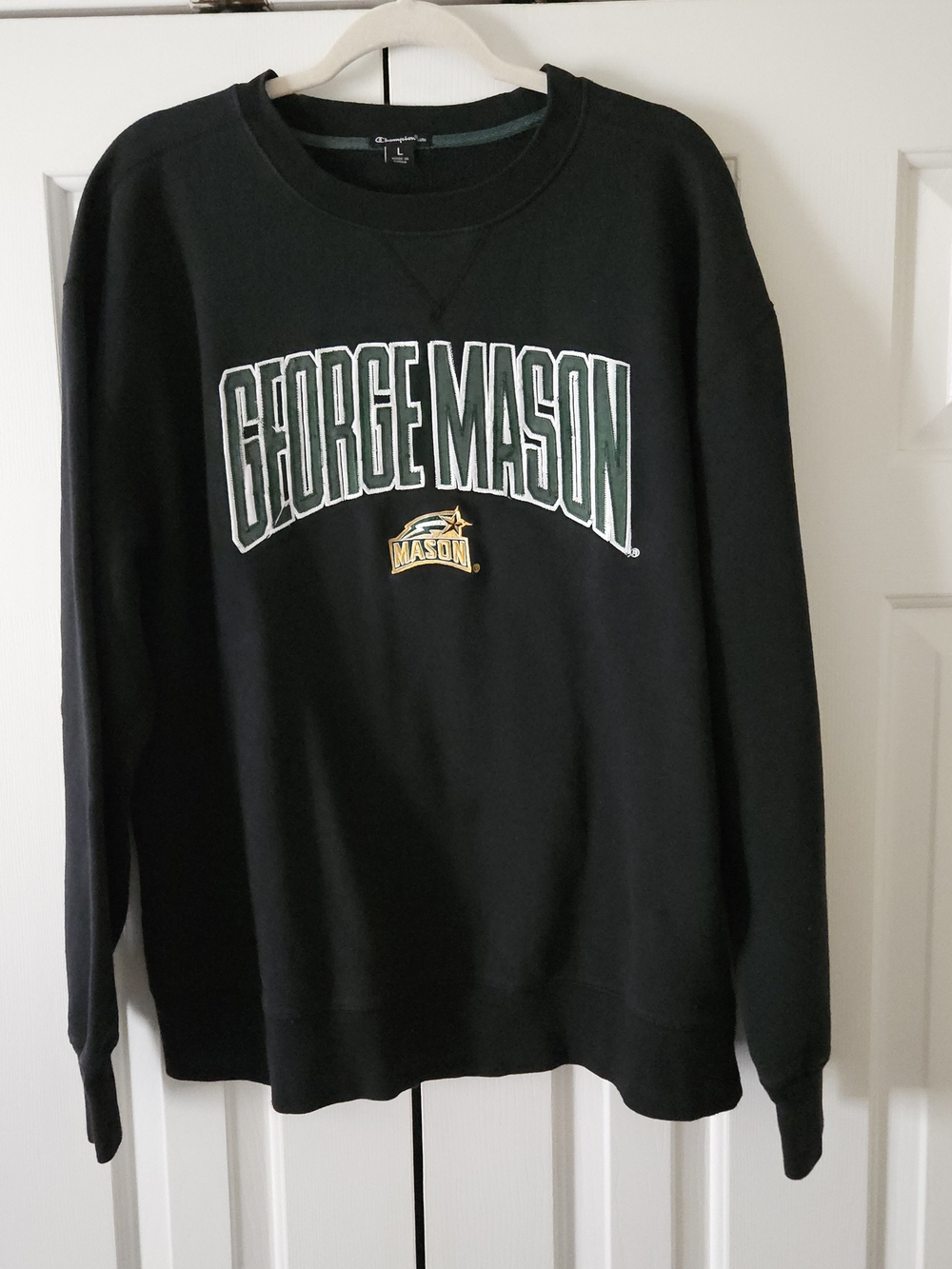 Champion Elite George Mason Patriots NCAA Crewneck Sweatshirt Men's L Black